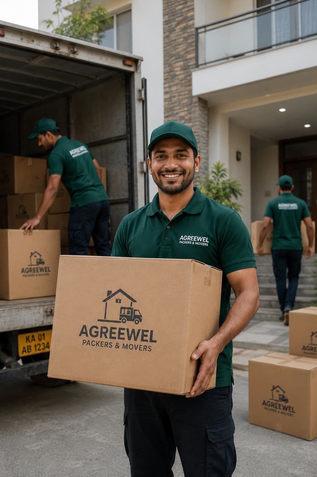 Agreewel mover carrying furniture on moving day